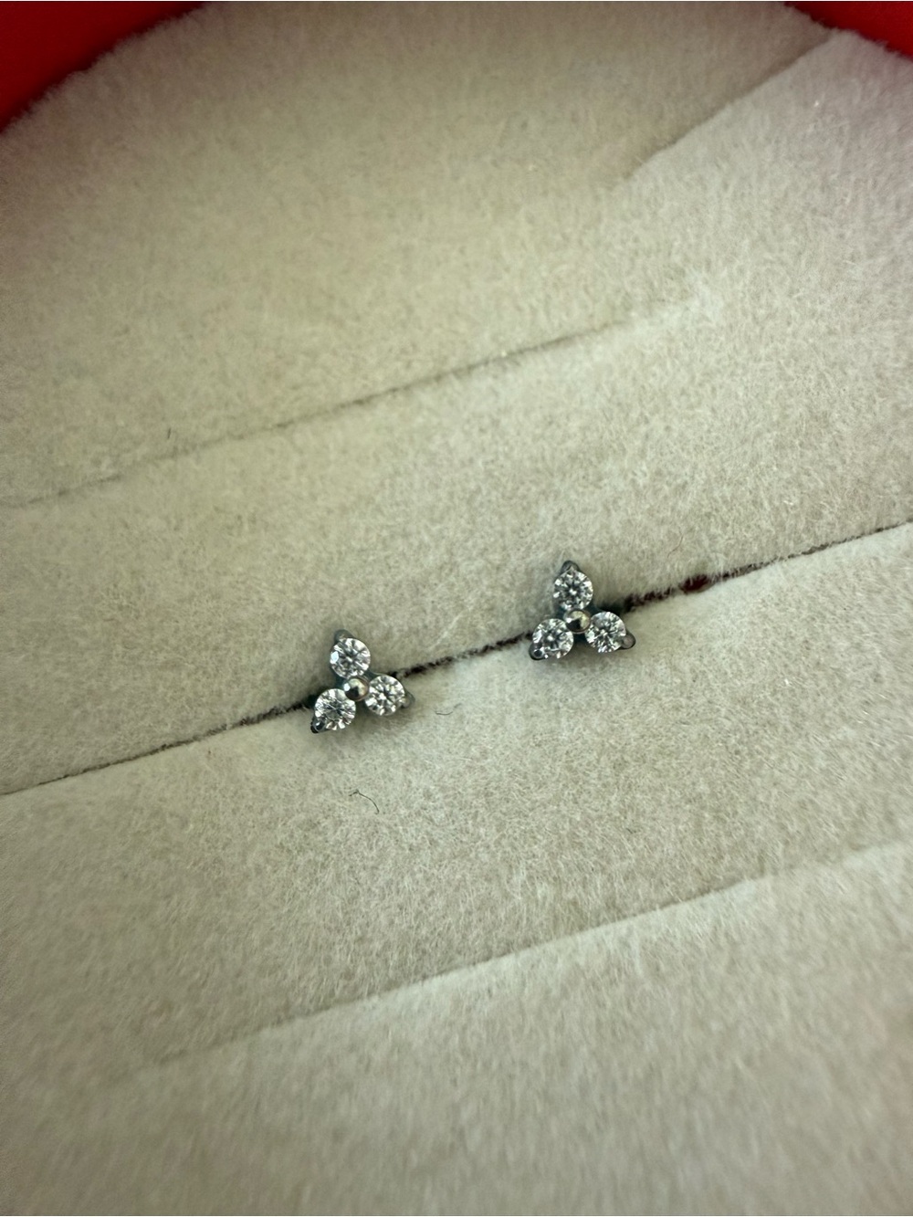 Trinity Stud Nap Earrings Threadless Flatback CZ 18g 8mm